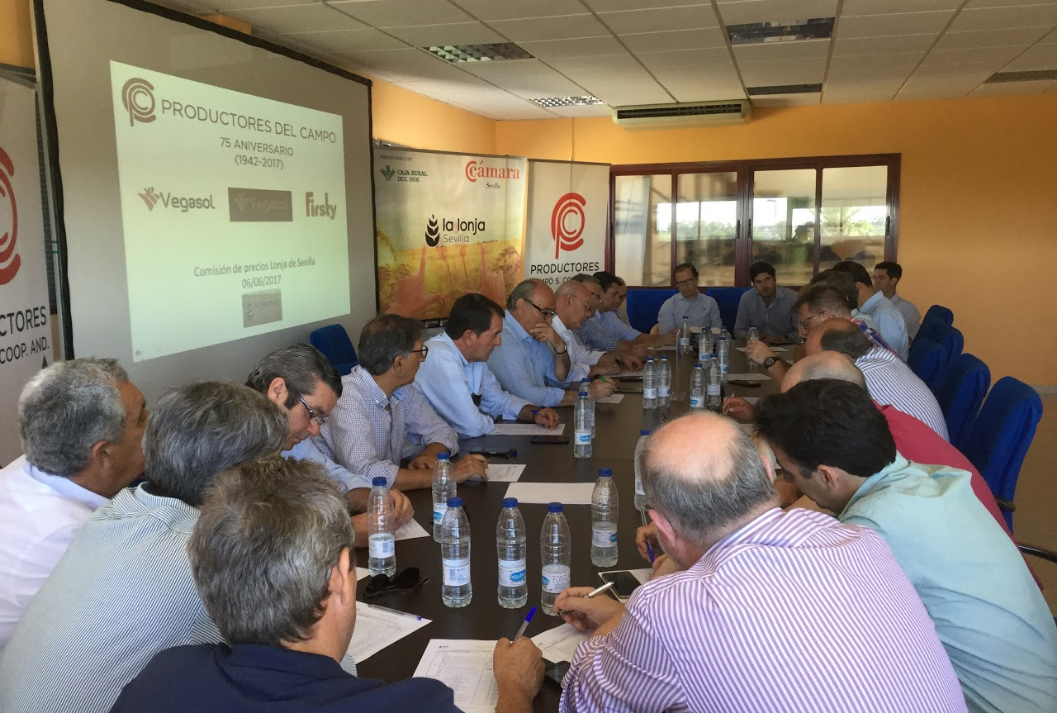 La Cooperativa de Productores del Campo celebra la sesión de la comisión de precios en la Lonja de Cereales de Sevilla